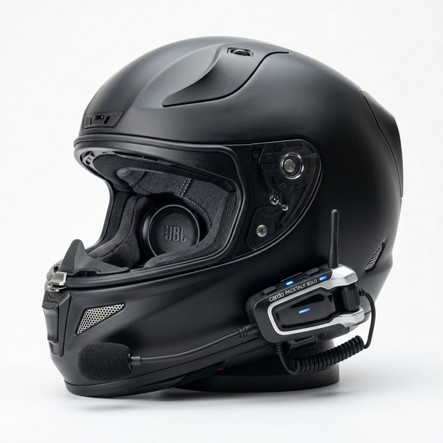 Intercomunicador Bluetooth instalado en casco de moto
