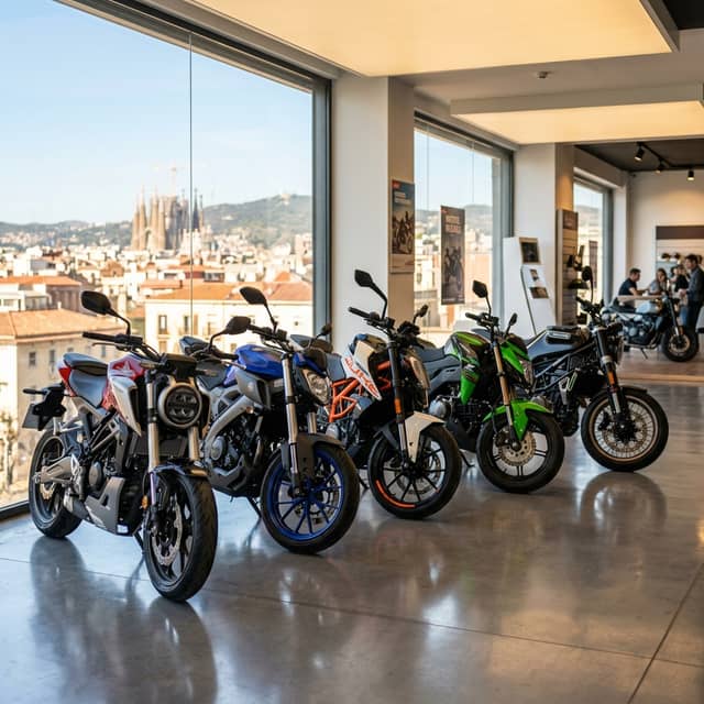 Cinco motos 125cc populares expuestas en concesionario español