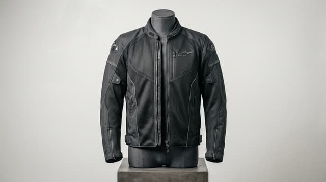 Chaqueta de moto de verano ventilada con protecciones CE sobre maniquí de estudio