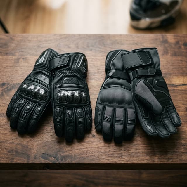 Guantes de moto deportivos de cuero negro con protección de nudillos y guantes touring textiles grises