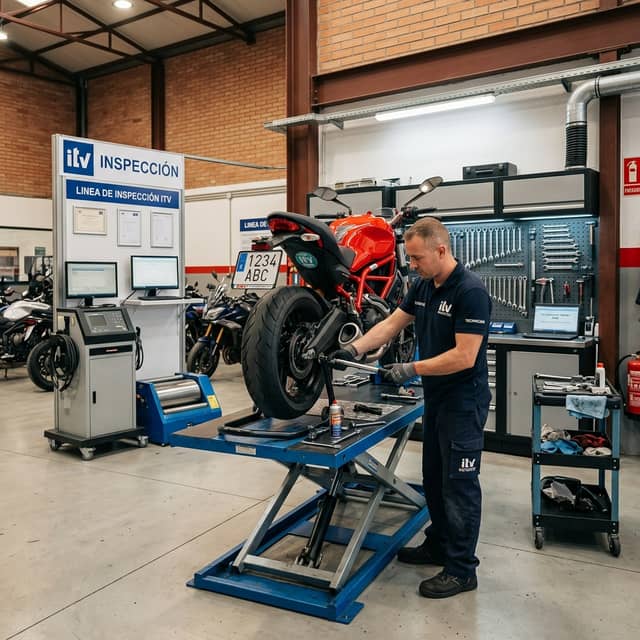 Mecánico limitando moto para carnet A2 en taller homologado