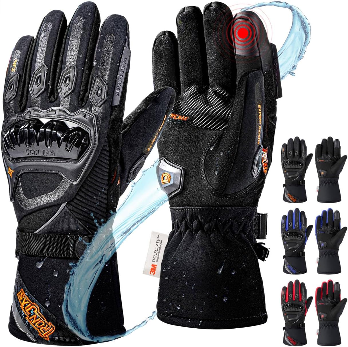 IRON JIA'S Guantes Invierno Moto Impermeables
