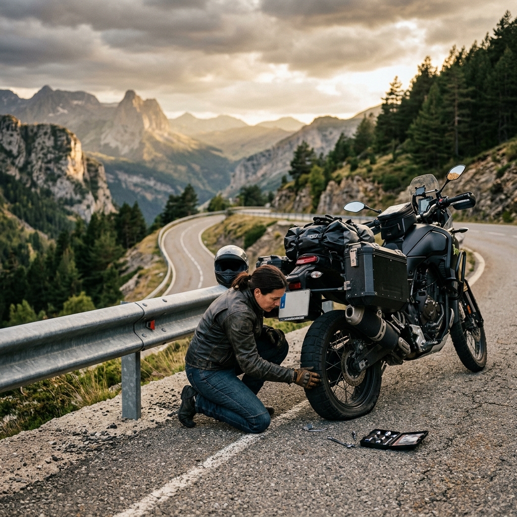 Pinchazo moto carretera emergencia qué hacer